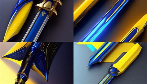 Lexica Futuristic Blade Runner Themed Yellow And Blue Sword Concept Art