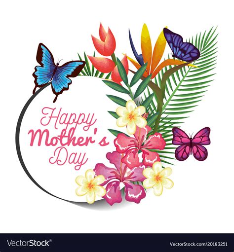 happy mothers day card with butterflies and floral