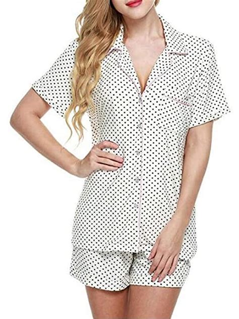 Mersariphy Women Sleepwear Cute Cotton Short Sleeve Pajamas Set