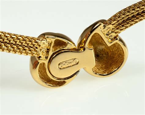 Christian Dior Beautiful Gold Tone Mesh Choker Shell Gem