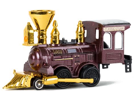 Power Steam Engine Classic Loco Model Metal Diecast Train Brown Gold Silver