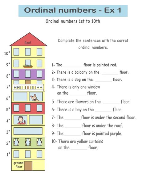 Ordinal Numbers Exercise 1 Numbers First To Tenth Worksheet Mental
