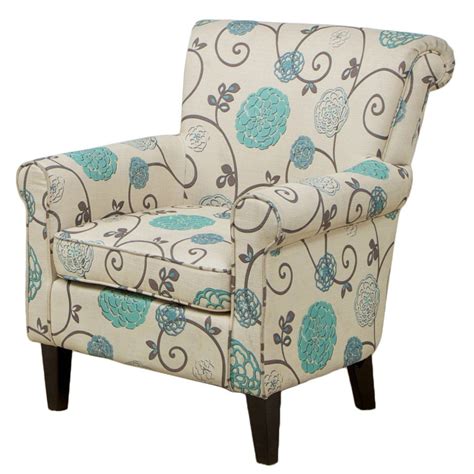 Roseville Scrolled Back Floral Print Fabric Club Chair In 2021 Club