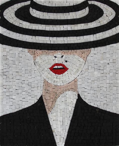 Modern Black And White Mosaic Portrait Mosaic Marble