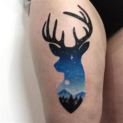 Deer Tattoo On The Thigh