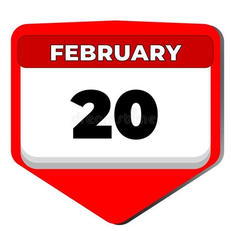 20 February Vector Icon Calendar Day 20 Date Of February Twentieth