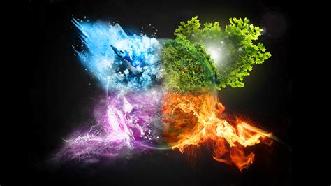 Four Elements Illustration Hd Wallpaper Wallpaper Flare