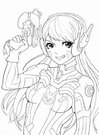 Va Overwatch Dva Line Drawing Pages Drawings