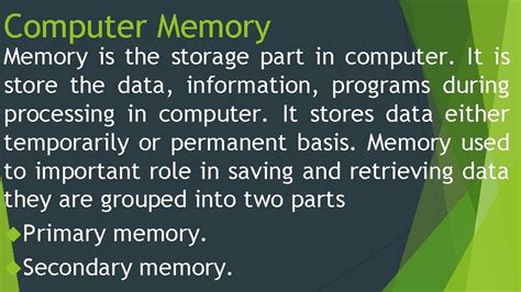 Computer Memory Data Presentation Data Are Represented In