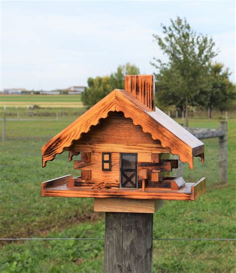 Log Cabin Bird Feeder Log Cabin Handcrafted Amish Handmade Etsy