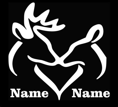 Browning Buck And Doe Love Heart With Names Vinyl Decal Sticker Car