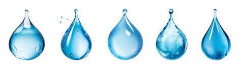 Blue Water Drops Set Realistic Water Or Oil Drops Isolated On