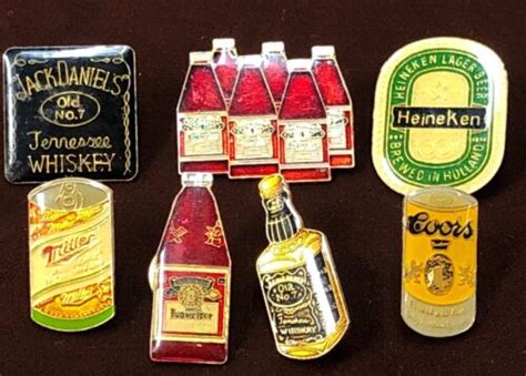 7 Vintage Alcohol Pins Jack Daniels Coors Miller Heineken Budweiser