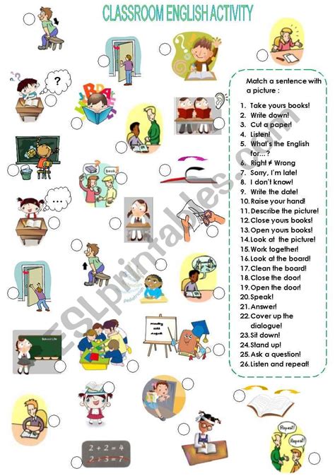 Classroom English Activity Esl Worksheet By Chibini