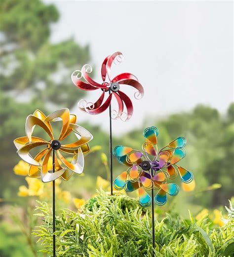 Mini Pinwheel Garden Stakes Set Of 3 Fasci Garden