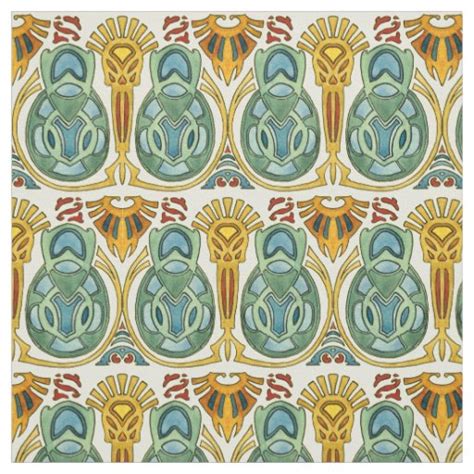 Vintage Arts And Crafts Style 1907 Pattern Fabric Zazzle