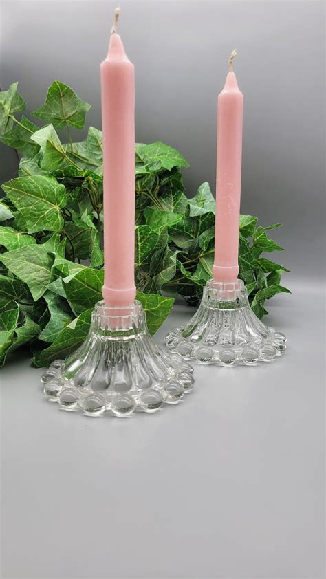Vintage Candlestick Holder Set Berwick Boopie Clear By Anchor Etsy