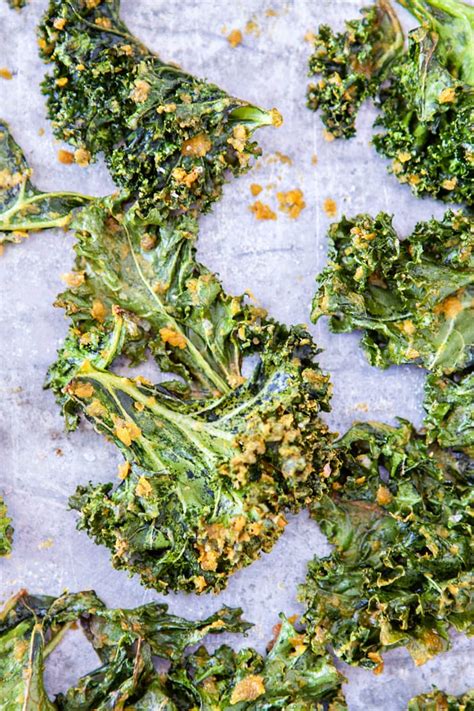 Baked Cheesy Kale Chips Recipe Naturally Vegan Good Life Eats