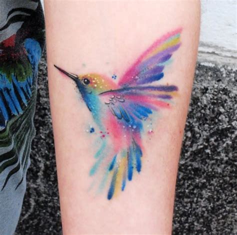 Watercolor Hummingbird Tattoo Hummingbird Tattoo Tattoos Pink