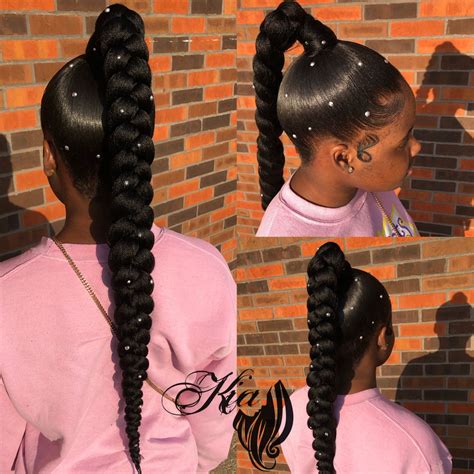 How To Do A Bedazzled High Sleek Ponytail Braid Youtube Braided