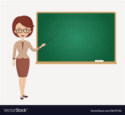 Female Teacher Stands At Blackboard Royalty Free Vector
