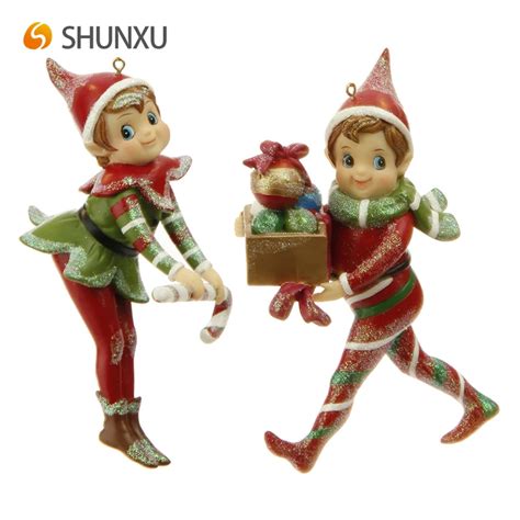 Resin Christmas Elf Figurines Ornaments 5 Inches Set Of 2 Xmas Home