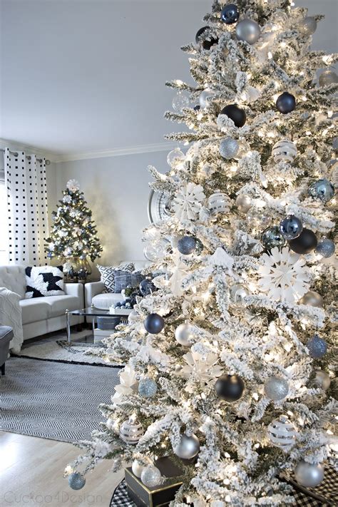 Denim Blue And Cream Christmas Living Room Blue Christmas Decor Blue