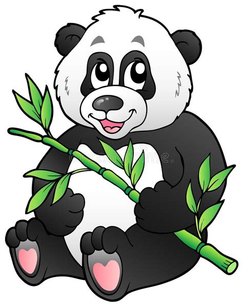 Cartoon Panda Eating Bamboo Stock Vector Illustration Of Artwork