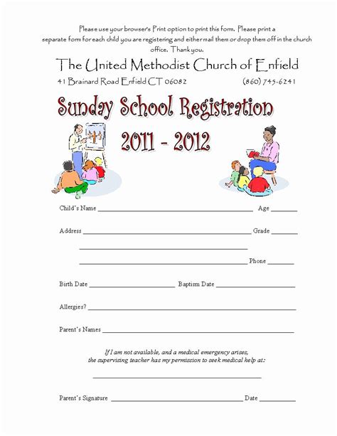 School Registration Forms Template Elegant Sunday School Registration Form