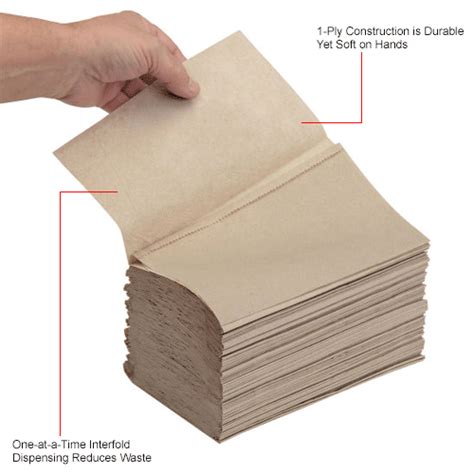 Global Industrial Singlefold Paper Towels Natural 334 Sheetspack