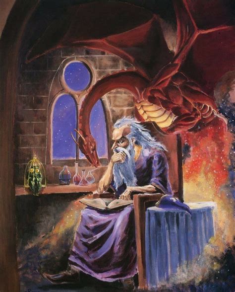 Wizard And Dragon 8x10 In Fantasy Art Print Ebay