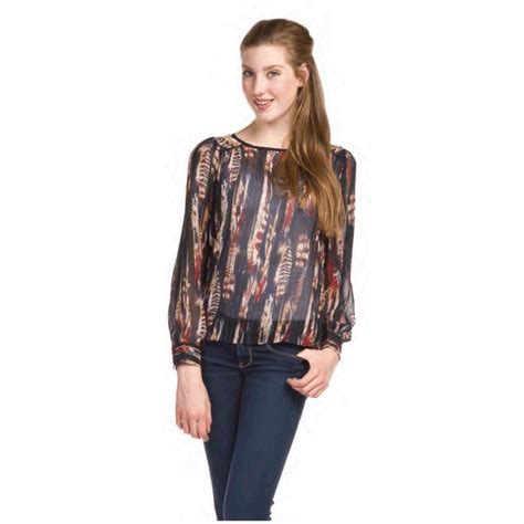 Feather Print Georgette Top Apparel Georgette Tops 2014 Fashion