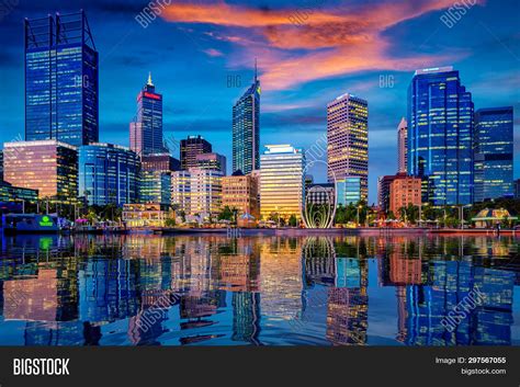 Sunset Perth City Image And Photo Free Trial Bigstock