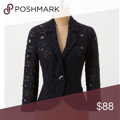 Anthropologie Tabitha Navy Lace Blazer Lace Blazer Navy Lace