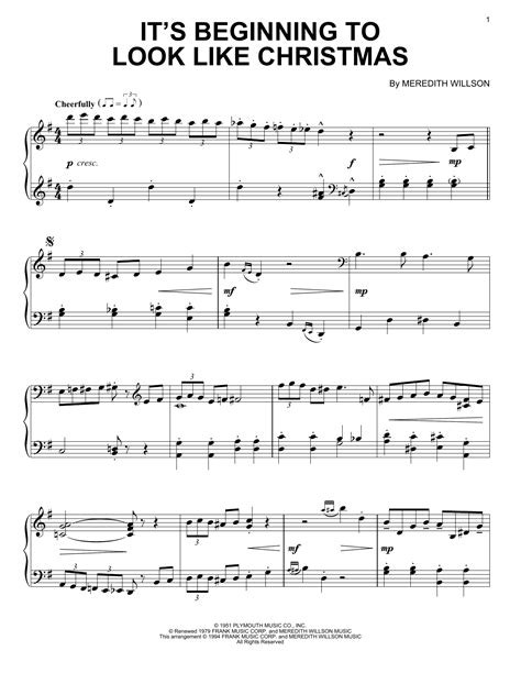 It S Beginning To Look Like Christmas Sheet Music Meredith Willson Piano Solo