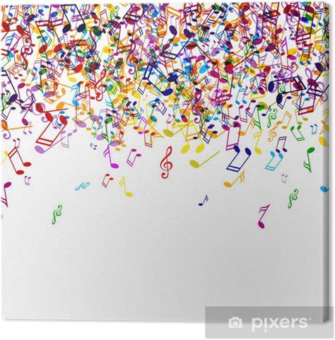 Cuadro En Lienzo Vector Fondo Con Las Notas Musicales De Colores