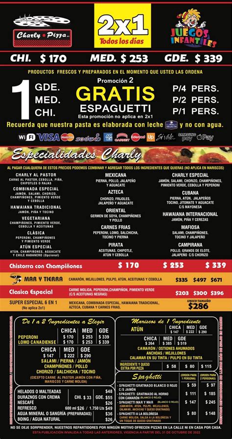 Carta Del Restaurante Charly Pizza Jardines Del Morelos Ecatepec Av