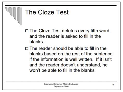 The Cloze Test For Readability Susan Weiners Blog On Investment Writing