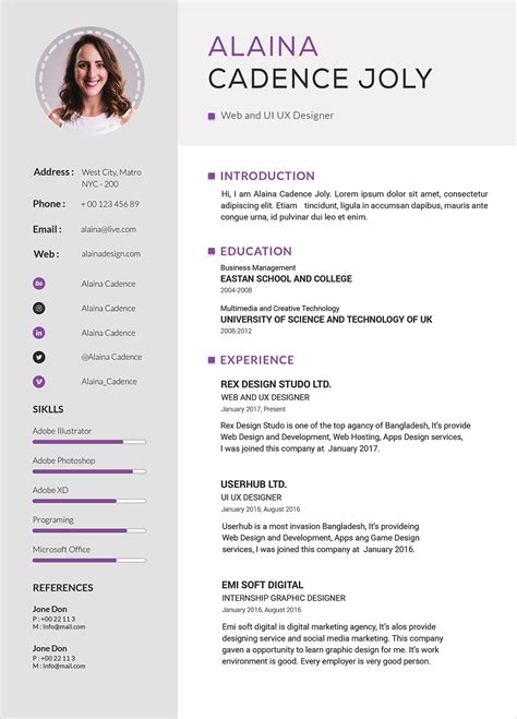clean professional resume  cover letter psd