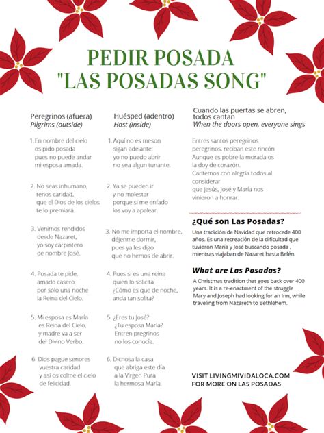 Las Posadas Song Printable Orange County Guide For Families