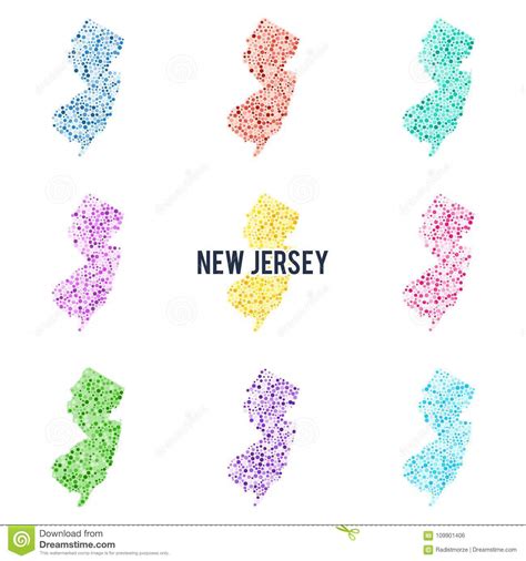 Mapa Punteado Colorido Del Vector Del Estado De New Jersey Stock De