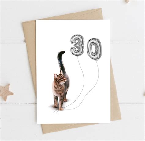 Cat 30th Birthday Card Sixty Today Birthday Card For Her Etsy