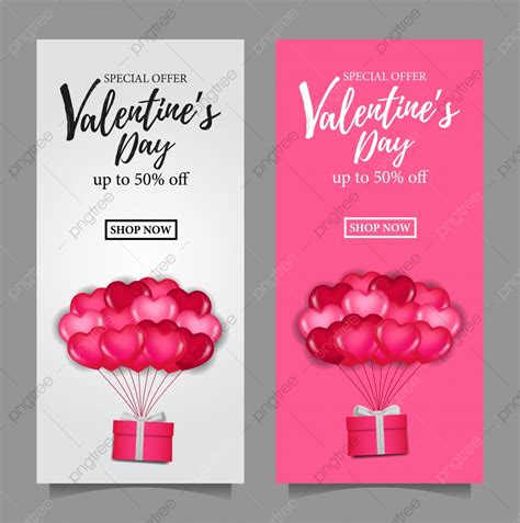 Valentine S Day Sale Offer Flyer With Illustration Of Flying Helium