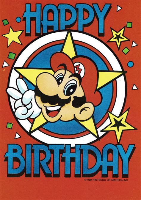 Super Mario Bros Birthday Cards 1989 Super Mario Birthday Mario