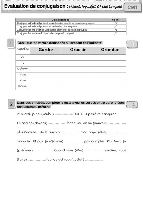 Les différents textes de dictées proposés sont d'un niveau les exercices portent sur la grammaire, sur l'orthographe et sur les conjugaisons. eval verbe 3 temps CM1 - MA MAITRESSE DE CM1-CM2