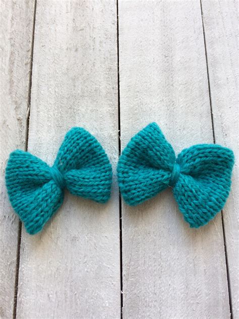 Turquoise Knit Bows Mini Bows Bow Accessories Baby Girl Etsy