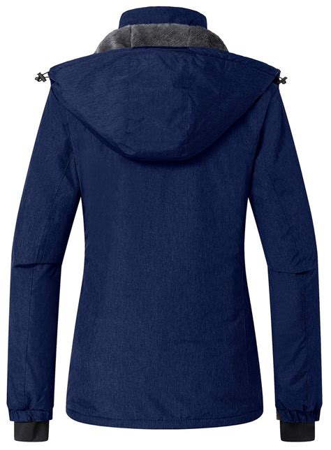 wantdo women s waterproof ski jacket fleece winter parka windproof snow coat water resistant