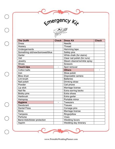 Wedding Emergency Kit Template Download Printable Pdf Templateroller