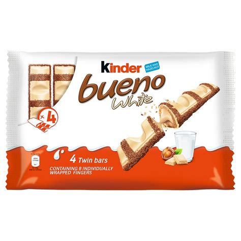 Maybe you would like to learn more about one of these? Kinder Bueno White 4pk | Chocolate Bars - B&M