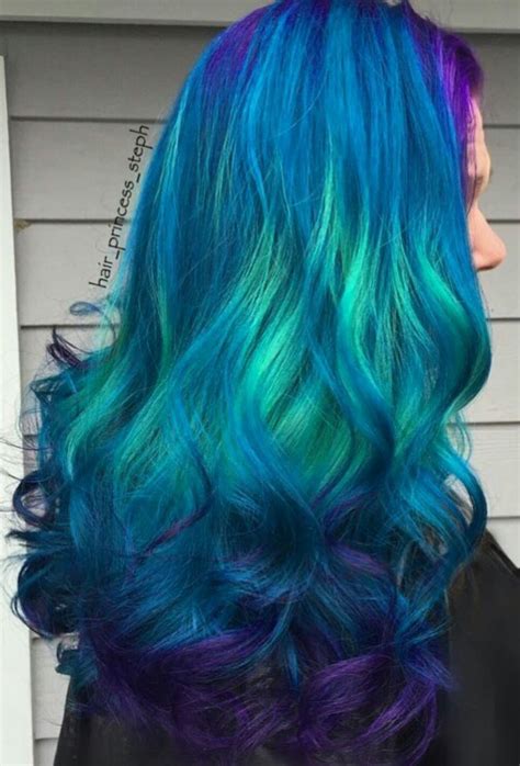 Beautiful Teal Blue Dyed Hair Color Bright Hair Bright